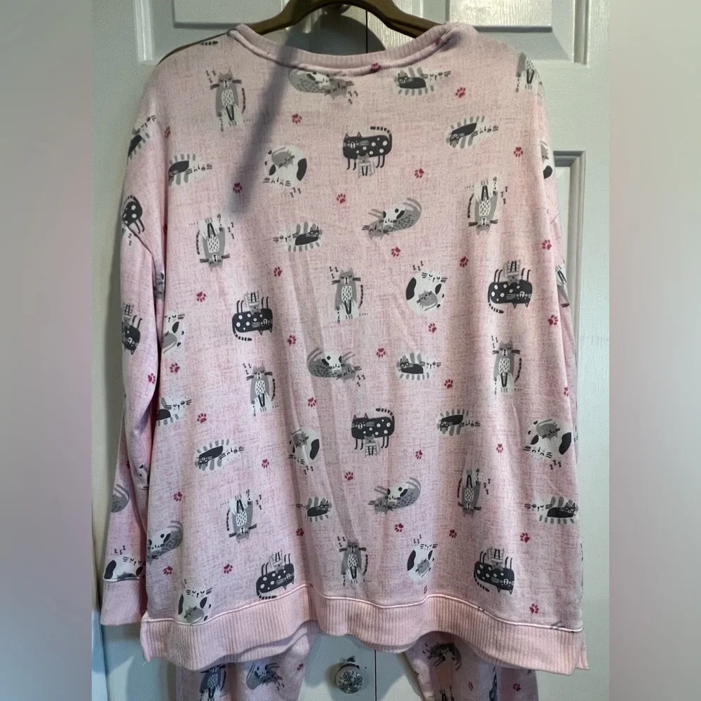2 Pc Pj Set - I ♥ Cat Naps' - Matching Pink Pants & Long Sleeve top - Picture 6 of 10